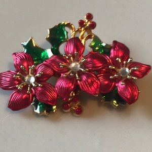 KC Designs Vintage Poinsettia Brooch EUC